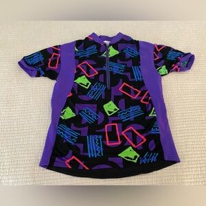 Vintage 90s In Sport USA Cycling Compression  T-shirt Sz Medium Neon Geometric